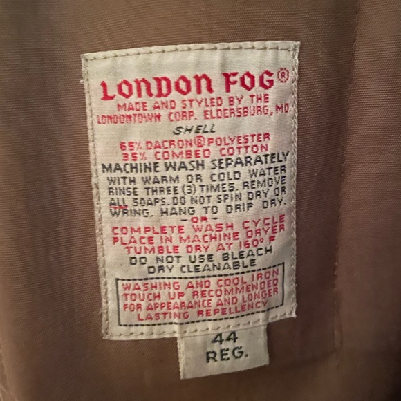 RARE VINTAGE LONDON FOG Brown Fur Lined Trench Coat 100% Cotton - Picture 3 of 5